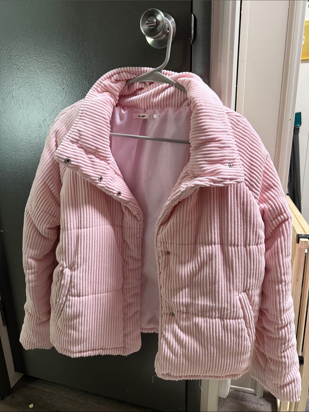 miami Pink Corduroy Quilted Puffer Jacket